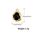 Detail showing dimensions 15x11mm and 1.7g weight of gold-plated heart eye pendant - A0554-Black Gem Pendant