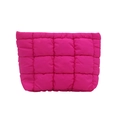 Chic rose red quilted puffer clutch bag with large capacity and minimalist checkered design - Rose Pink