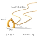 Dimensioni dettagliate della collana con ciondolo a ferro di cavallo dorato e lunghezza - Pendaglio a Ferro di Cavallo Oro (HC-N40246) / Oro