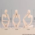 Three-piece sandstone thinker statues in minimalist abstract style for modern home decor - 3pcs Set Sandstone