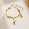 Roségoldene Armband mit Hasenanhänger und stilvoller Rund- und Flachgliederkette - Gold
