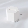 Minimalist white hexagonal ring display stand made of smooth ceramic 3cm height - Large