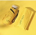 Mini yellow five-fold pocket umbrella with UPF 50+ sun protection and matching zip case - Yellow