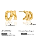 Triple-layer 14K gold-plated stainless steel hoop earrings in a hypoallergenic finish - Gold (JDE0305053)