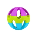 Hollow elastic pet toy ball with purple, green, and blue拼接 designs for dogs - 7.5cm Tri-color Hollow Ball with Inner Ball