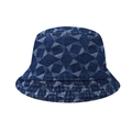 Denim vissershoed met geometrisch jacquardpatroon in donkerblauw voor een vintage look - Vierkant Denim Blauw (01)