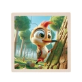 Educational 9-piece wooden puzzle for kids featuring a cute cartoon woodpecker - Woodpecker