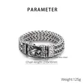 Detaillierte Parameteranzeige des Herren Wolfskopf Edelstahl Armbands im Punk-Stil - Wolfskopf Texturierter Quadratischer Schnallenstil (KB184384-KJX)