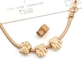 Golden snake chain bracelet with MOM engraved paw print charms in KC gold finish - 1Pc Bear Paw MOM Bead 10x11mm Hole 4mm