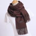 Deep brown cashmere scarf for women featuring long tassel details and minimalist style - 200*70cm / Coffee