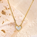 Collier cœur doré minimaliste avec incrustation de nacre sur fond de pierre - Collier (X1146) / Nacre Blanche