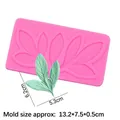 Pink silicone leaf vein mold with green fondant leaf sample for DIY cake decoration - 2# Rectangular (Palm Leaf) / Pink