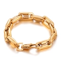 Pulsera para hombre con cadena de grano de café geométrica en acabado dorado con cierre - Pulsera dorada (KB144579-Z)