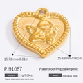 Golden heart angel pendant in stainless steel, waterproof and hypoallergenic jewelry - Pj91087