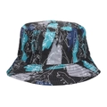 Kids dinosaur print bucket hat with blue and black graffiti pattern on canvas - 51-52CM(2-4 Years Old) / Black Dinosaur