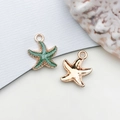 Pendentif étoile de mer vert en émail et alliage avec dos doré pour création de bijoux DIY - Étoile de Mer d'Océan (8611)