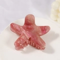 Starfish hair claw clip featuring pink marble pattern and gold glitter finish - Pink (C17-3-6)