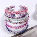 Five colorful stone headbands with beads and crystals on a clean white background - Set of 6 Headbands