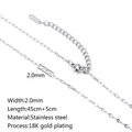 2.0mm silver-tone stainless steel chain with lobster clasp and extension, 45+5cm length - Lips Chain / Silver