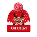 Bonnet de Noël en tricot avec texte Oh Deer, motif renne et pompon doux bicolore - Base Rouge Renne Flocon De Neige (10#)