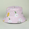 Cappello a secchiello rosa con stampe di margherite e mango per protezione solare - M (56-58cm) / Rosa