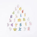 Set de 26 colgantes coloridos de esmalte con letras minúsculas a-z en acero titanio duradero - Letra R / Solo letra color acero