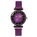 Fashionable women's quartz watch with purple gradient dial and magnetic mesh strap - Purple