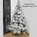 2.4m flocked pine needle Christmas tree with artificial snow and metal stand base - 2.4m Flocked Pine Needle Tree