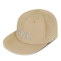 Flat brim hip-hop cap in khaki with FEWK embroidery and laser-cut ventilation holes - Deep Beige