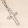 Elegante S925 zilveren dubbele kruisketting met een getextureerde gehamerde afwerking - 925 zilver / Witgoud Kleur (XL005)
