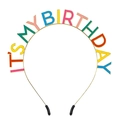 Diadema dorada de cumpleaños con letras coloridas IT'S MY BIRTHDAY para celebraciones - Multicolor 1