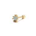 Golden turtle stud earring with light green gemstone and round screw back ball - Turtle Shape (EGD0014) / Gold