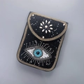 Mini sac bandoulière fait main perles Evil Eye noir avec bordure chaîne dorée - Mauvais Oeil Noir