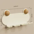 Organizador de pared blanco crema con detalles de madera y cuatro ganchos, 160x69mm - 3 Ganchos / Blanco Crema