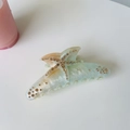 Elegant starfish acetate claw clip with rhinestones in green and orange gradient - Rhinestone Starfish Large Clip (Approx 12cm) / Orange Cyan Gradient