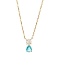Collana in acciaio al titanio con ciondolo a goccia azzurro e finitura in oro 18K - Marzo Celeste