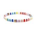 Colorful Tila bead bracelet featuring vibrant blue, red, and yellow geometric tiles - Multicolor Rectangular Block Style (TL-B190253B)