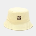 Detail of cream yellow cotton bucket hat featuring brown #bb atx embroidered lettering - M (56-58cm) / Yellow