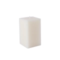 Modern white rectangular pillar candle with elegant vertical ribbed texture for home decor - Square