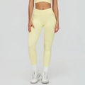 Seamless light yellow high-waisted yoga pants with peach butt lifting effect and V-shaped fit - Milk Yellow