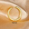 Detailed macro view of 16mm thick gold hoop earrings on elegant silk background - 1PC / 16mm / Gold