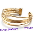 Golden multi-strand twisted wire open cuff bracelet with polished ends for women - Gold (KB86951)