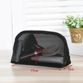 Black nylon mesh semi-circle makeup pouch with dimensions 19x11x7cm and zipper - 027 Semi-Circle Style