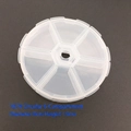 Mini scatola rotonda a 6 scomparti in plastica, diametro 8cm per piccoli gioielli - Y87 Scatola Per Perline Rotonda a 6 Scomparti