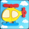 Educational wooden peg puzzle featuring a colorful yellow helicopter for toddler learning - New Jm 3d-helicopter