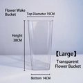 Large clear acrylic flower bucket with dimensions 19x38x14cm for hydration and floral display - Transparent Bucket (Square Large)