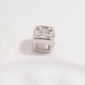 Minimalistische S925 Silber Würfelperle mit Herzdesign und Zirkonia für Armbänder - Quadratisch (Modell A) / Platin Quadratische Perle