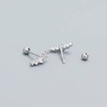 Silver S925 curved stud earrings with clear zircon stones and screw back closure - 925 Silver / White Gold