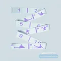 Light purple 12-loop yoga stretch strap with numbered positions and training silhouettes - Pose-printed Peacock Blue 12 Grids