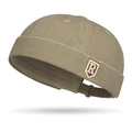 Khaki cotton miki hat with 'R' shield embroidery and adjustable strap - Adjustable / Khaki